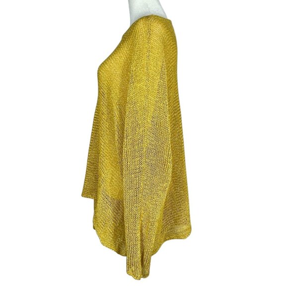 Alembika Cotton Mesh Asymmetrical Boatneck Boxy Sweater Yellow Gold Lagenlook XL - Picture 4 of 12